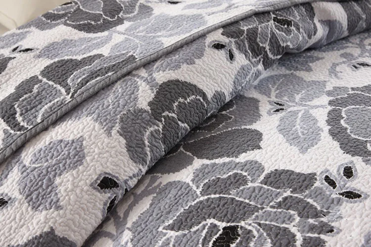 Waliicorners Gray Quality Bedspread Quilt Set 3PCS Coverlet Washed Cotton Quilts Quilted Bed Cover Sheets Pillowcase King Queen Size Bedding 9 4451496172_1888348385