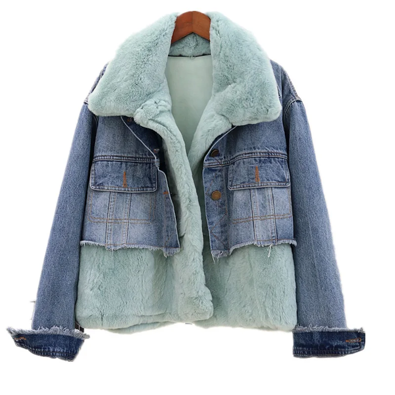 Winter Removable Fur Denim Jacket winter woman Coat Rabbit Fur Warm Parka Women Thick Jean Jacket Women Warm Windbreaker Winter Removable Fur Denim Jacket winter woman Coat Rabbit Fur Warm Parka Women Thick Jean Jacket Women Warm Windbreaker