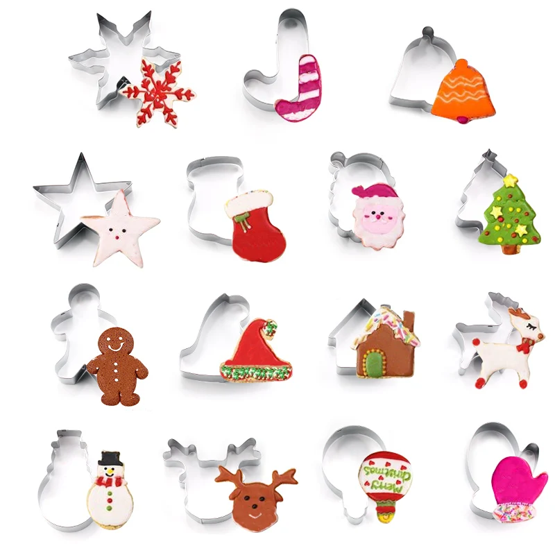 

Christmas Stainless Steel Cookie Cutter metal 3D forms for candy biscuit molds for baking cookies kitchen decoration accessories