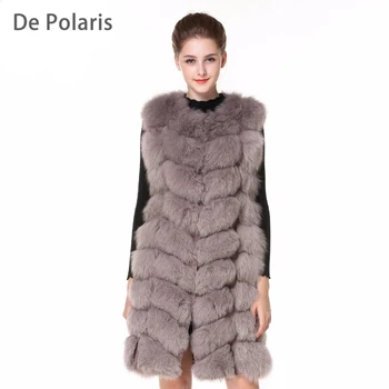 

Real Fur Vest 6 Colors Fur Coats Women Winter Vest 90CM Waistcoat Real Fox Fur Gilet Female Real Fur Vest Long Coats Ship by DHL