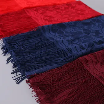 

New Bandana Pattern Polyester Fiber Hollow Out Color Tassels Head Scarf Factory Directly For Muslim Woman Scarf Hijab Scarves