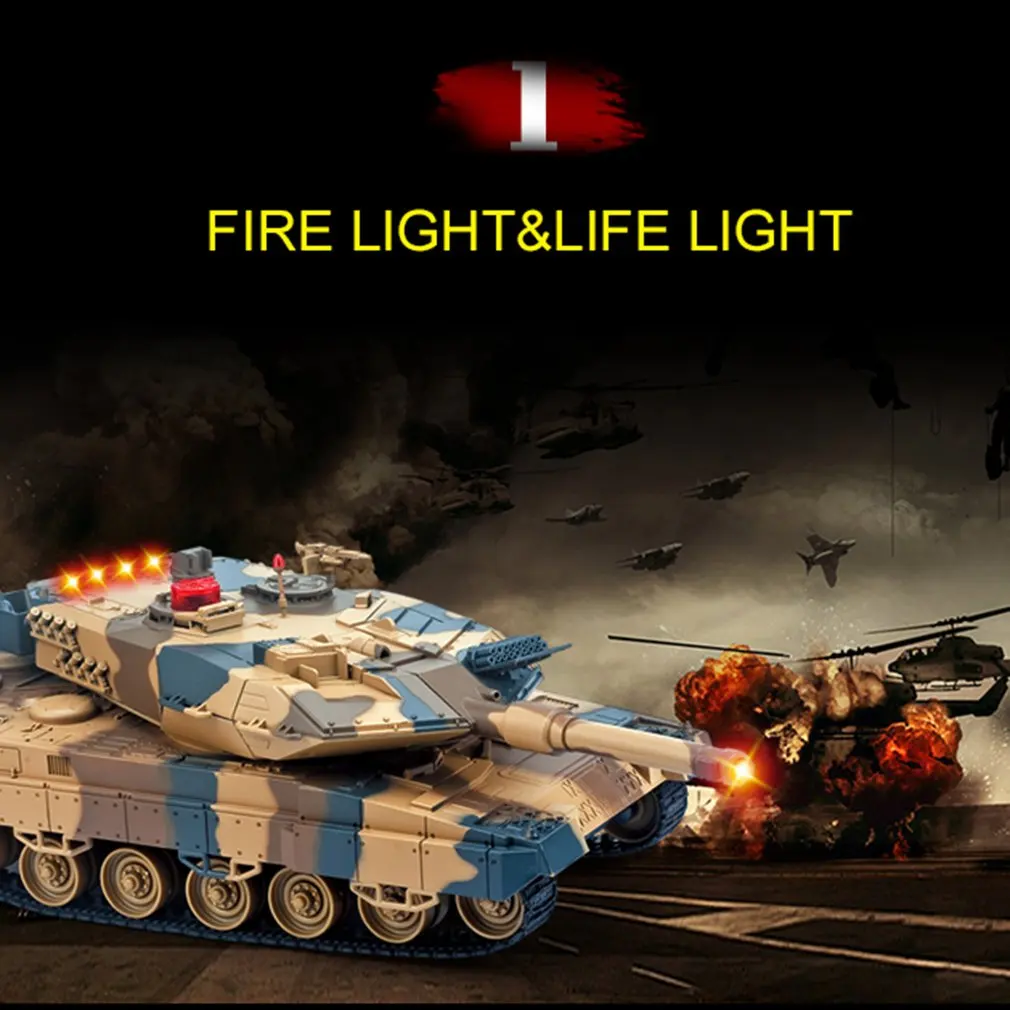 2pcs 1/24 Scale German Leopard A6 Infrared Fighting RC Battle Tank with Sound and Lights wireless RC Tank Toys