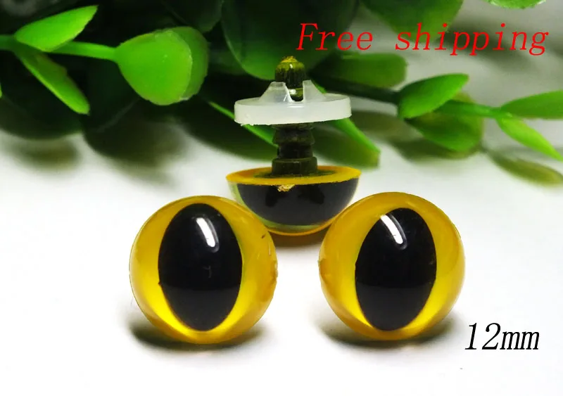 12mm Yellow Safety Eyes/Plastic Cat Doll Eyes Handmade Accessories For Bear Doll Animal Puppet Making - 100pcs/lot