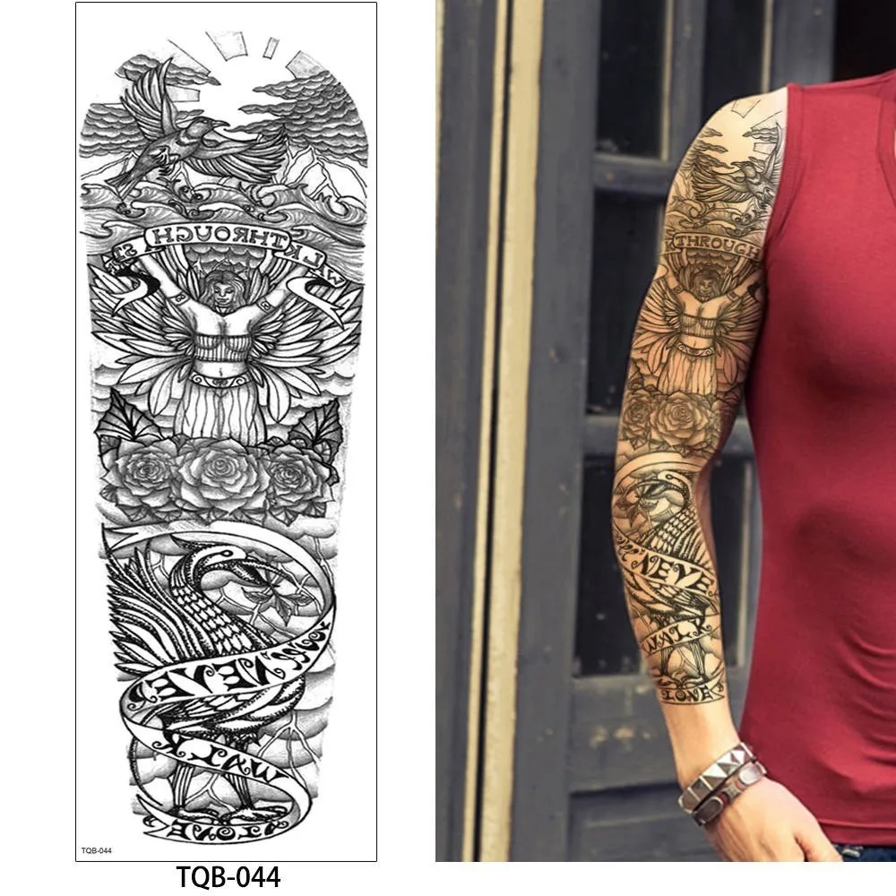 Glaryyears, 1 шт., временная татуировка для большой руки, наклейка, красочные поддельные татуировки, рукава, флеш-тату, водостойкая, большое боди-арт, для мужчин и женщин, TQB - Цвет: TQB-044
