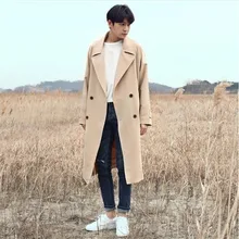 Новинка, мужской Тренч, корейский стиль, длинный Тренч, мужской повседневный, мешковатый, двубортный пиджак размера плюс S-6XL, A5594