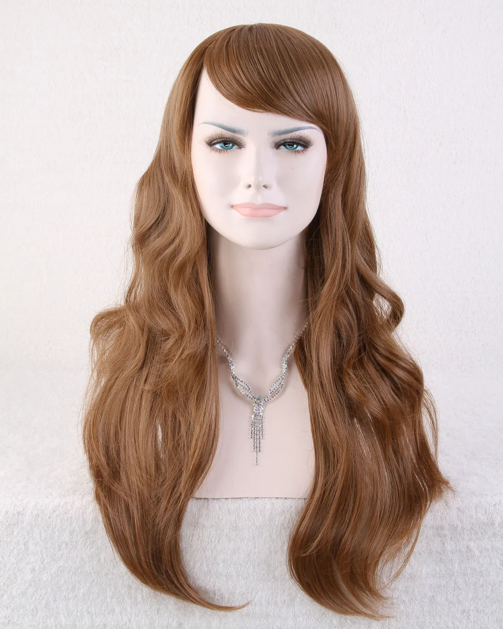 Ohyes 2015 New Arrival Stunning Beautiful Long Brown Curly Wave Wig Full Wig/Wigs +Cap on
