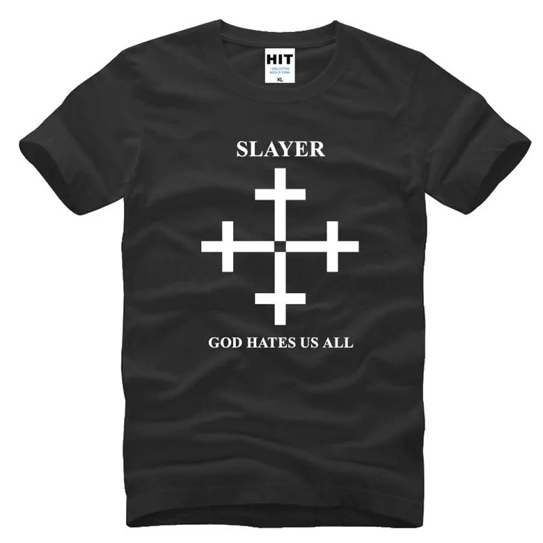 Slayer God Hate Us All Metal Мужская футболка с рок-музыкой, новинка, хлопковая футболка с коротким рукавом и круглым вырезом, Повседневная футболка