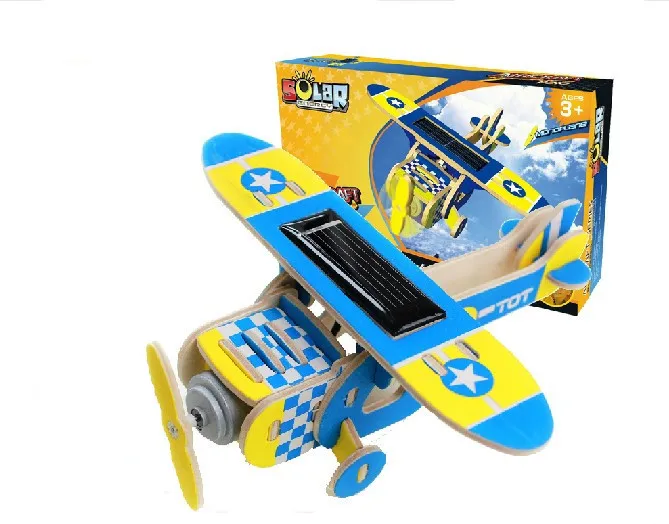 Educational toy technology P210 monoplane solar plane 3d jigsaw puzzle assembly model wooden creative game children