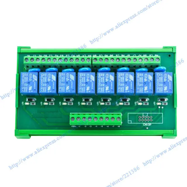8 channels 24V 10A DIN rail mount Relay Module driver board output