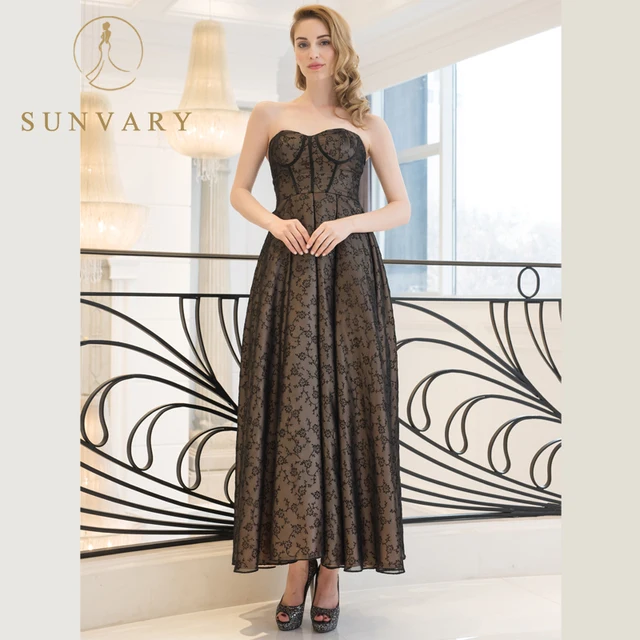 Sunvary Sweetheart Party Evening Dresses Tea Length Black Sequins Sunvary Sweetheart Party Evening Dresses Tea Length Black Sequins Mother Of The Bride Dress Pleated