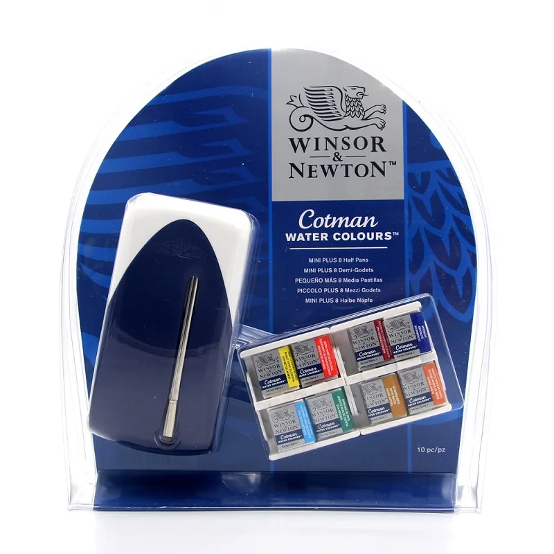 WINSOR& NEWTON cotman, 8 цветов, мини упаковка, одноцветная краска для акварели, пигмент для художника с кисточкой, ручка