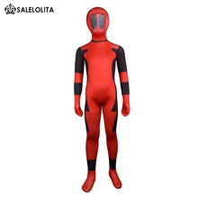 Детский костюм дедпула детей, доступны красный и черный полноразмерный, из лайкры, спандекс, облегающий костюм для детей по мотивам фильма «Дэдпул»; костюмы зентай костюм Одежда высшего качества