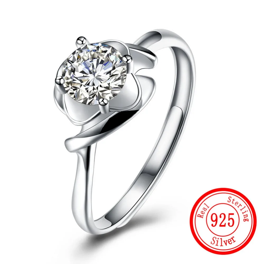 

925 Sterling Silver Rings for Women Valentine's Day Gifts Women's Fashion Adjustable Simple Zircon Ring Anillos Mujer