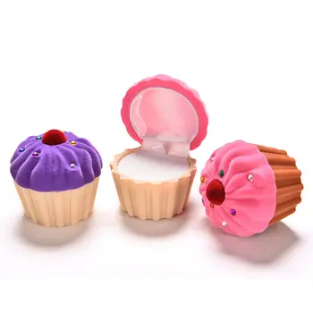 

Brand New Cute Cake Cup Shape Velvet Ring Box Earring Pendant Locket Necklace Jewelry Box