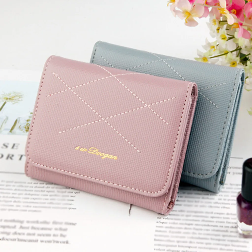 

Women's Coin Purse Fashion Solid Color Stone Wallet Multi-Card Wallet Short Feminina Wallet 3Fold Simple purse Ladies Clutch Bag