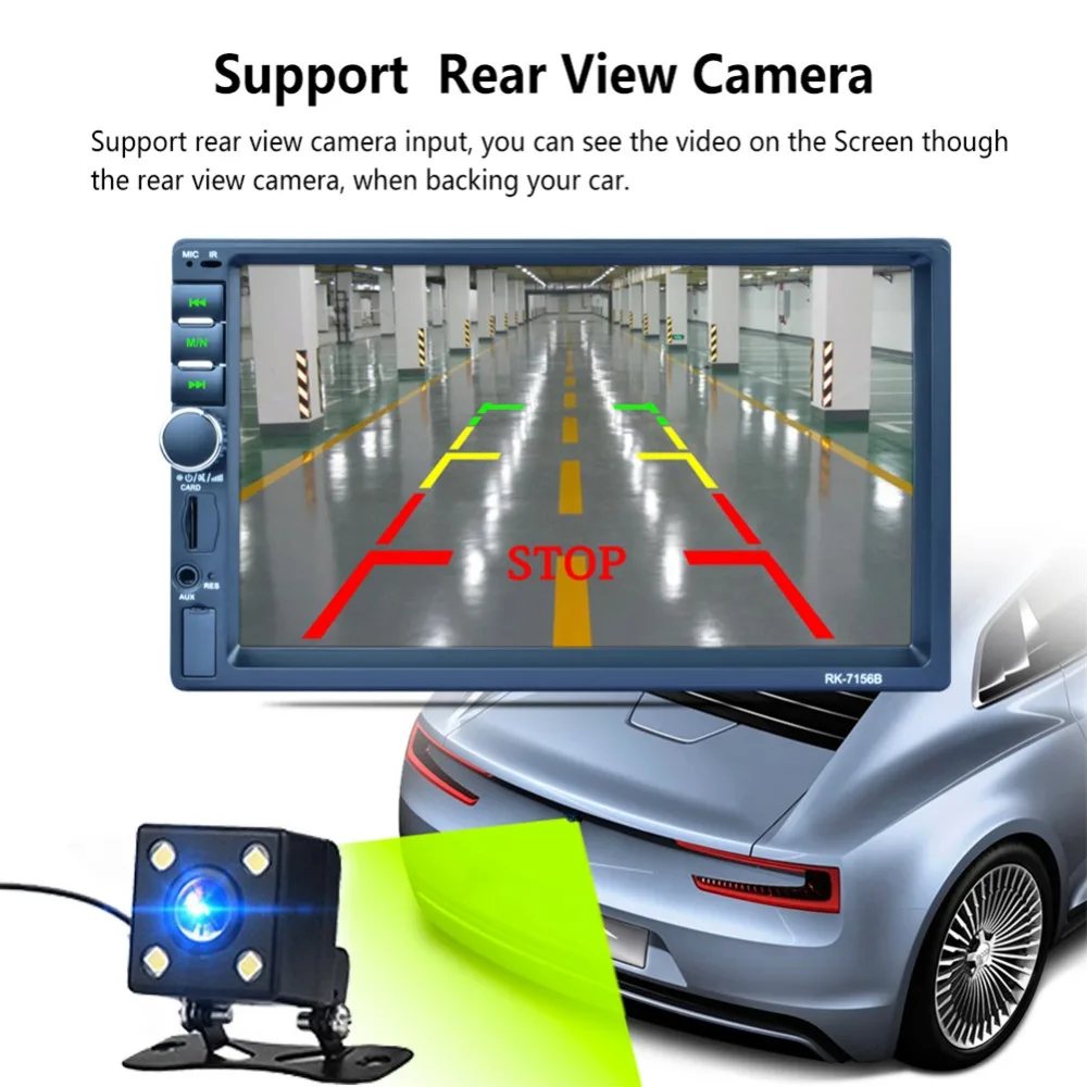 

7156B 7" HD Touch Screen MP5 Player RDS Radio Mirro Link BT Rearview Steering Wheel 7color Backlight Car Multimedia Player