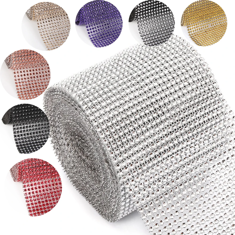 1Y6910 W120mm W120mm plastic rhinestone mesh trimming sew on mesh trim Wedding Decorationin