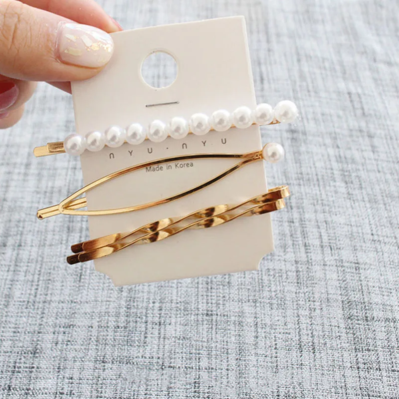 

Ins Hot Pearl Hair Clip For Women Chic Metal Barrette Set Pearls Hairgrips Sweet BB Hairpins Girls Hair Accessories Dropshipping
