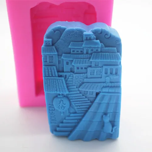 

Wholesale town Building handmade mold DIY Clay Casting Mould Cement Ceramic Craft Making molds