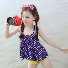 Детский купальный костюм для девочек, шорты, купальный костюм с принтом в горошек, детские шорты, милое бикини, Солнцезащитный Купальник для девочек