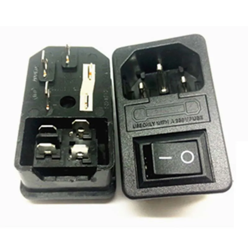 10pcs/lot IEC 320 C14 Inlet Power Socket Fuse Switch Plug 10A 250V