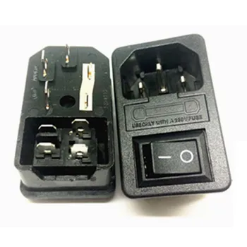 

10pcs/lot IEC 320 C14 Inlet Power Socket Fuse Switch Plug 10A 250V Electrical Industrial Socket Plug with 4pin 2gear switch