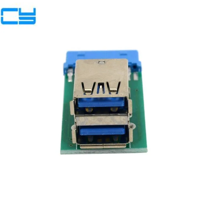 

Vertical Dual USB 3.0 USB3.0 A Type Female to Motherboard 20 Pin Box Header Slot Adapter PCBA