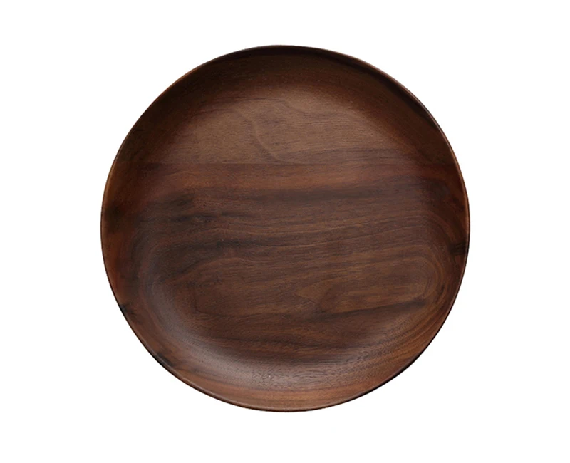 Round Wooden Plate Cake Plate Kitchen Sushi Dessert Serving Plate Food Container Wood Plates Dishes Wooden Utensils Tableware (6-1)