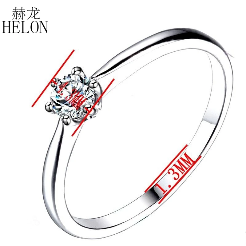 Женское Обручальное Кольцо HELON Solid 14 K белое золото обручальное кольцо Moissanite lab
