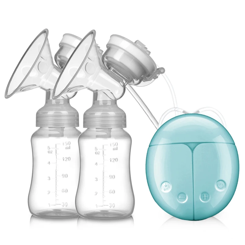 ZIMEITU Одноместный/двойной Электрический молокоотсос с молочной бутылкой для младенцев USB BPA бесплатно Powerfun молокоотсосы Грудное вскармливание - Цвет: Светло-голубой