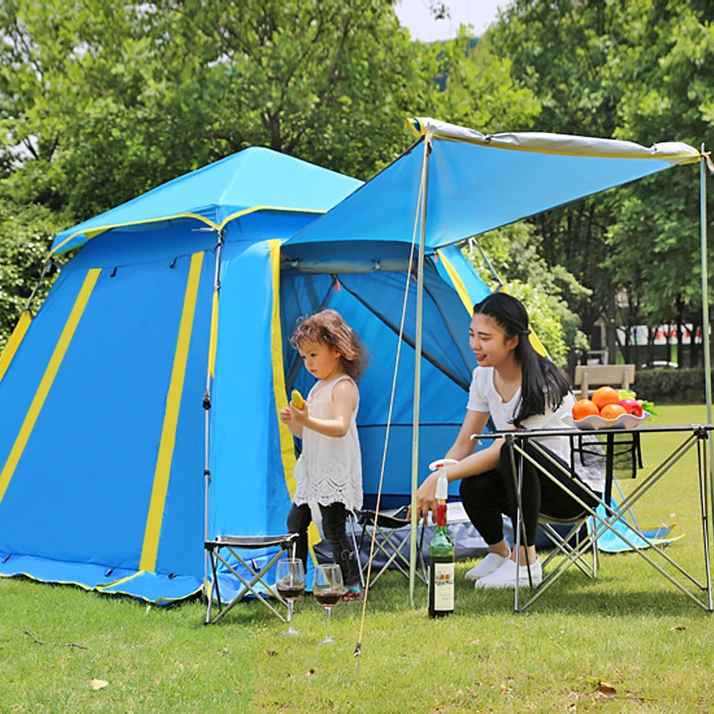 

Hewolf outdoor camping fully automatic tent square top large space high qualigy camping 3-4 person camping tents