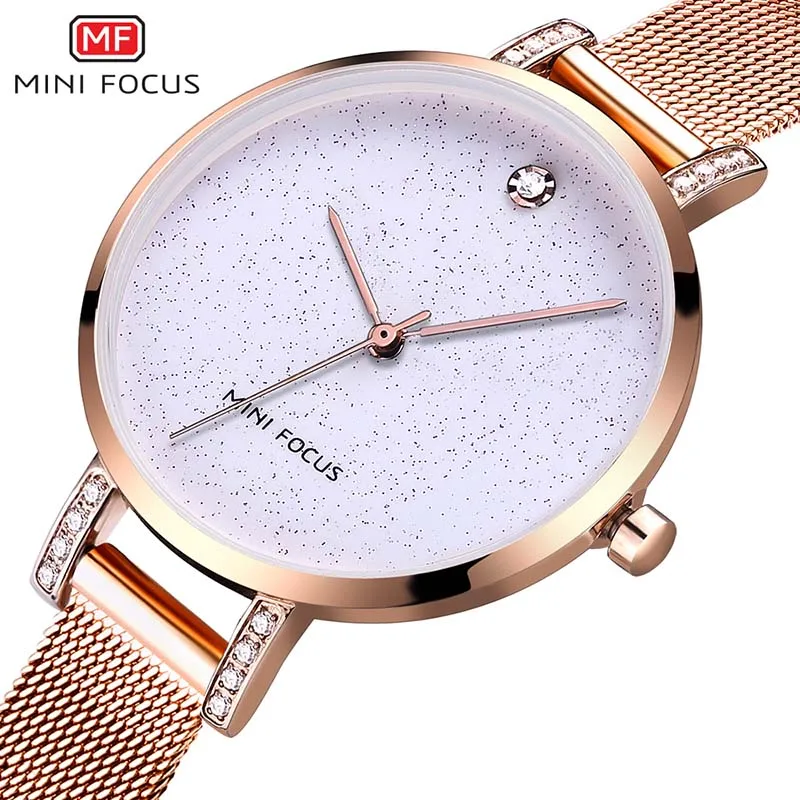 Мини фокус розовое золото женские часы нержавеющая сталь reloj mujer Топ Бренд