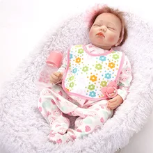 Dormir Fechado Os Olhos Bonecas de Silicone Renascer Baby Dolls Renascer Bebe Reborn Menina de Silicone Brinqudos SB5588 Brinquedos Do Miúdo Grils Presente