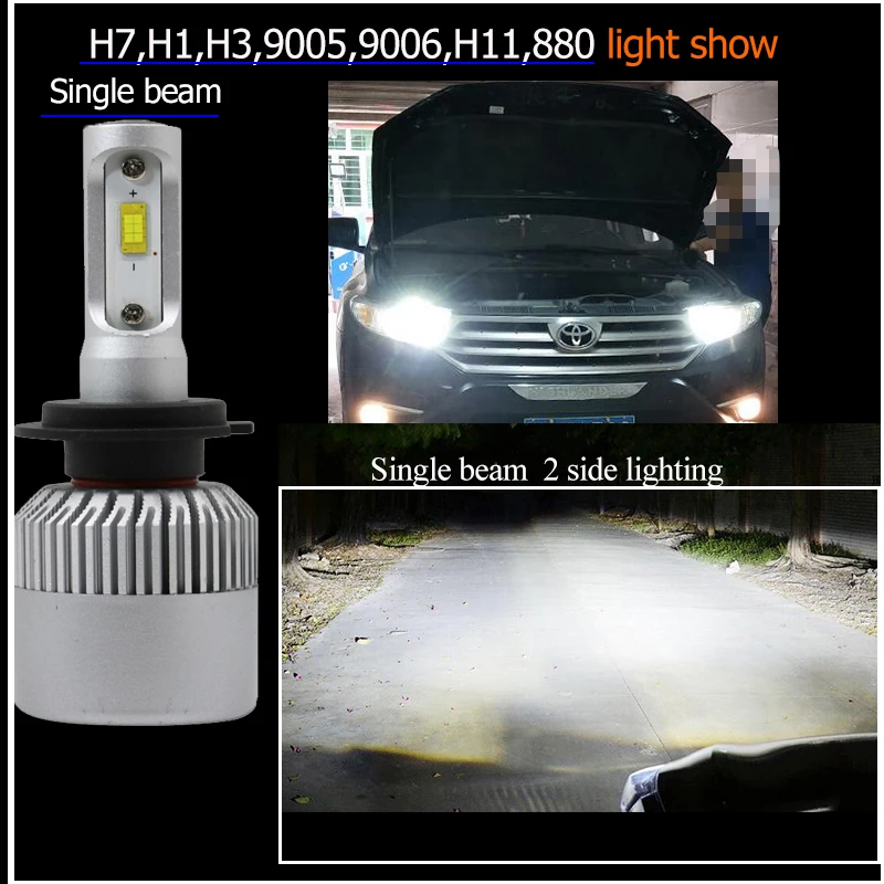 Yamyff H7 светодиодный фар автомобиля лампы светодиодный H4 9005 HB3 9006 HB4 свет светодиодный светильник H1 H3 H11 H8 H27 880 881 CSP 12 V Автомобильные фары противотуманные лампы