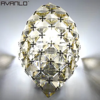 

Classic crystal chandelier wall light clear/purple/amber wall sconce lamp LED foyer living room bedside glass crystal wall lamp