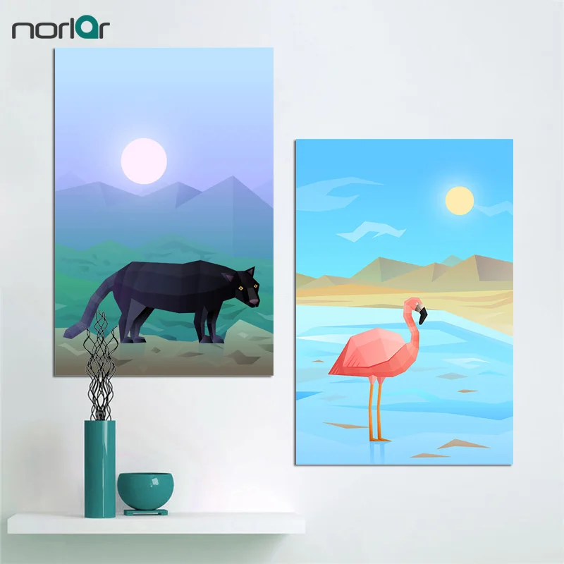 

HD Printed on Canvas Modern Nordic Geometric Animals Canvas Art Print Painting Poster Giclee Print Wall Pictures For Home Decor