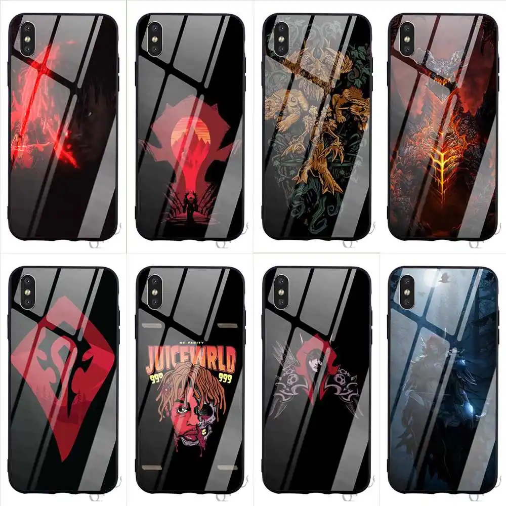 

Print World of Warcraft Tempered Glass Phone Case for iPhone 8 Cover 7 Plus Xs Max XR X 6 6S 5S 5 SE Backshell