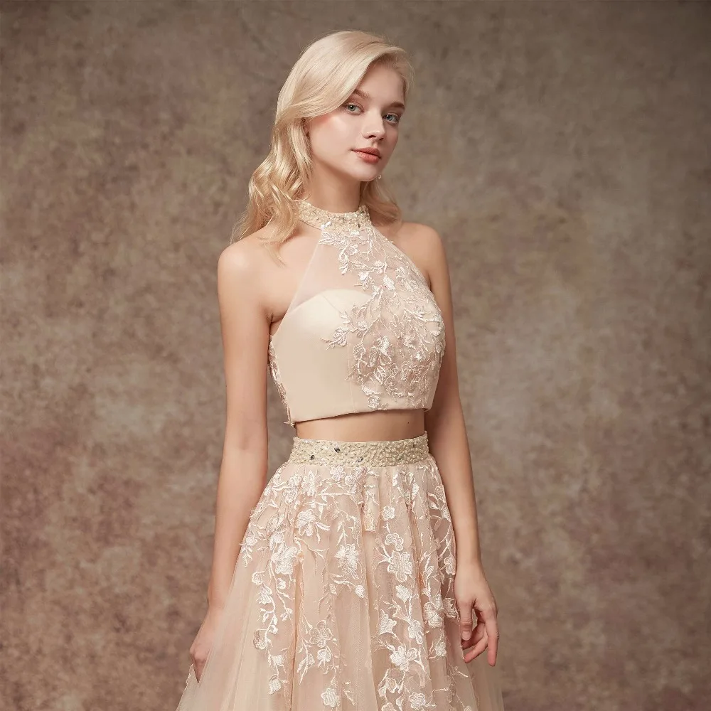 Two Pieces Evening Dresses Long Tulle Appliqued Dresses Bling Evening Gowns Prom Party Gowns Crystal Floor Length Two Pieces Evening Dresses Long Tulle Appliqued Dresses Bling Evening Gowns Prom Party Gowns Crystal Floor Length