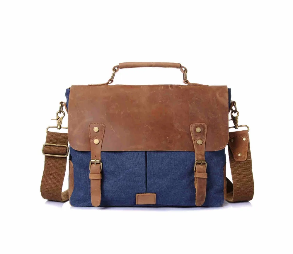 

High Quality Men's Vintage Canvas Leather School Military Shoulder Bag Messenger Sling Crossbody Bag Satchel