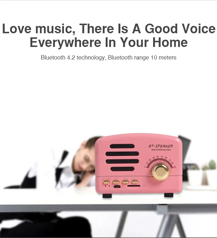 Retro Speaker Subwoofer Bass Mini Bluetooth Speaker Outdoor Portable Speaker with FM Radio Hands-Free For Phone PC Speaker (4)