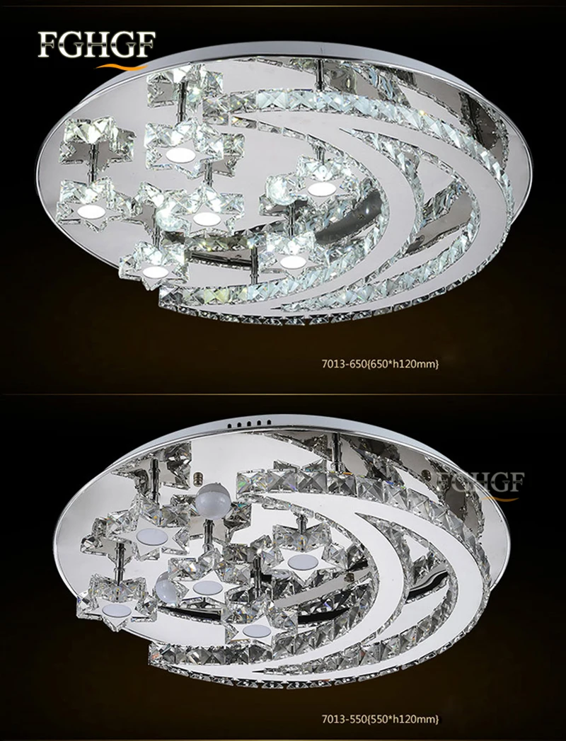 Modern led crystal chandelier light moon star crystal Flush Mounted Chandeliers lamp living room Lustres for Bedroom Dining room (3)