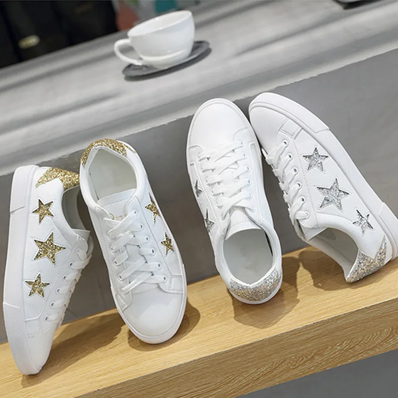 distressed shoes with star