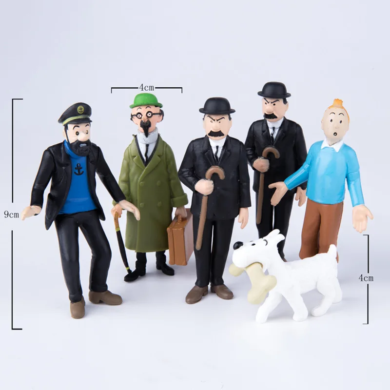 

5 Sets=30 PCS/Lot The Adventures of Tintins The Secret of the Unicorn Tintin PVC Action Figure Collectible kids Toys 6pcs/set