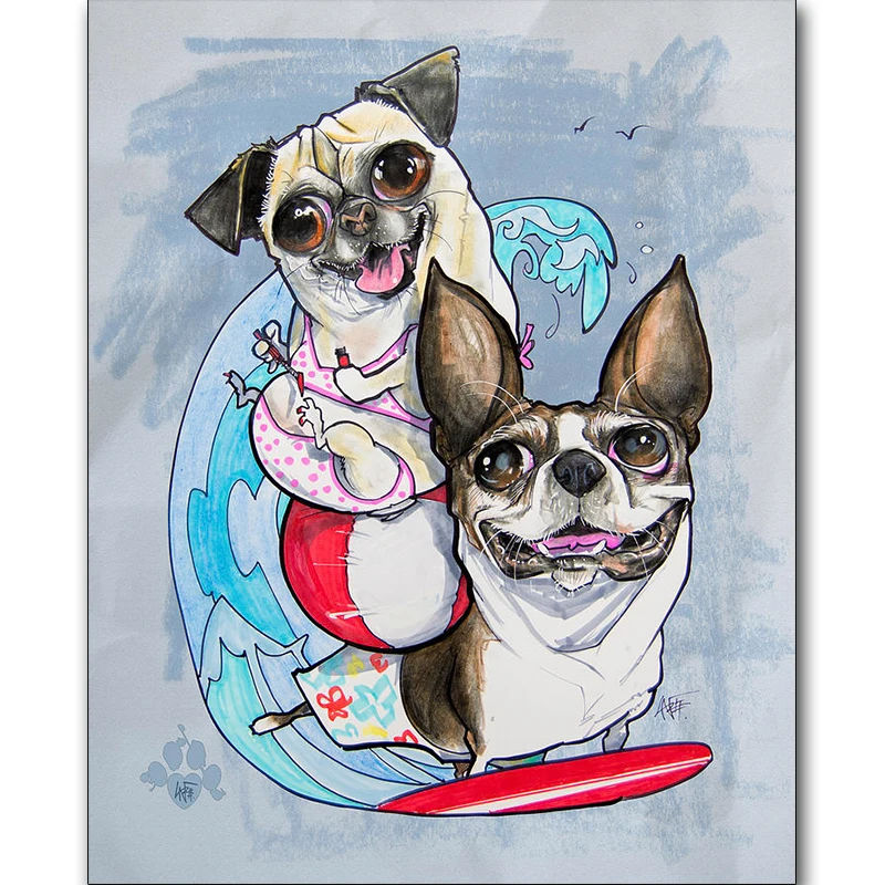 

5D Diy Diamond Painting Cross Stitch small black dog heads full Diamond Embroidery french bulldog round Diamond Mosaic puppy
