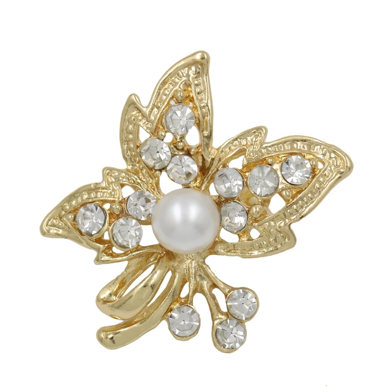 

Gold / silver color plated simulated pearl and crystal brooch pins for women or wedding bouquets in 12 assorted
