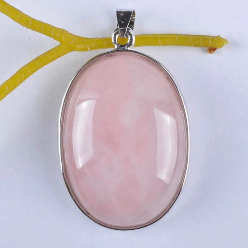 

Rose Quartz Bead Oval Pendant Jewelry For Woman Gift S945