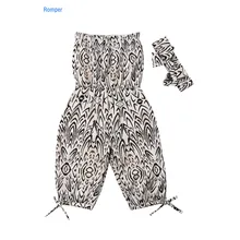 Мода для детей ясельного возраста, Одежда для детей; малышей; Девочек Леопардовый комбинезон из хлопка с бантом; костюм с повязкой на голову комплект из 2 предметов