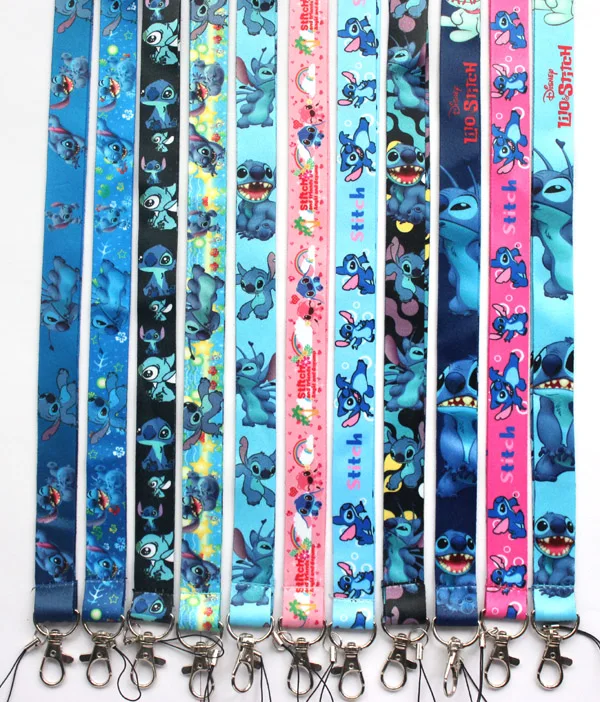 

10pcs/20pcs/30pcs/50pcs cartoon Stitch Phone Strap Lanyard Fashion Car Keychain Cell Phone Straps ID Badge Holder #61803