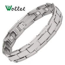 Wollet Ювелирный Титановый магнитный браслет для женщин и мужчин металлический Серебряный цвет забота о здоровье лечебная энергия простой дизайн