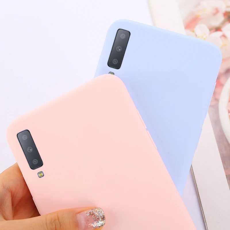 Silicon Matte TPU Case For Samsung Galaxy S10 M20 M10 A7 A6 A8 A5 J3 J5 A9 S8 S9 Plus A50 A30 A70 A40 Candy Color Case